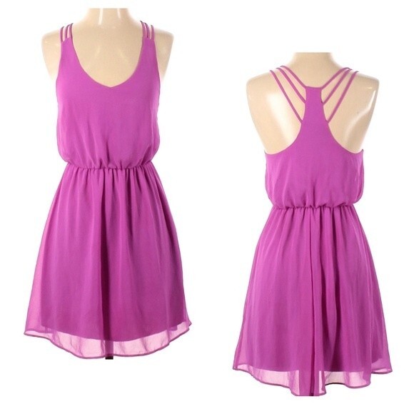 Lush Dresses & Skirts - Lush mauve triple strap racerback chiffon dress size medium